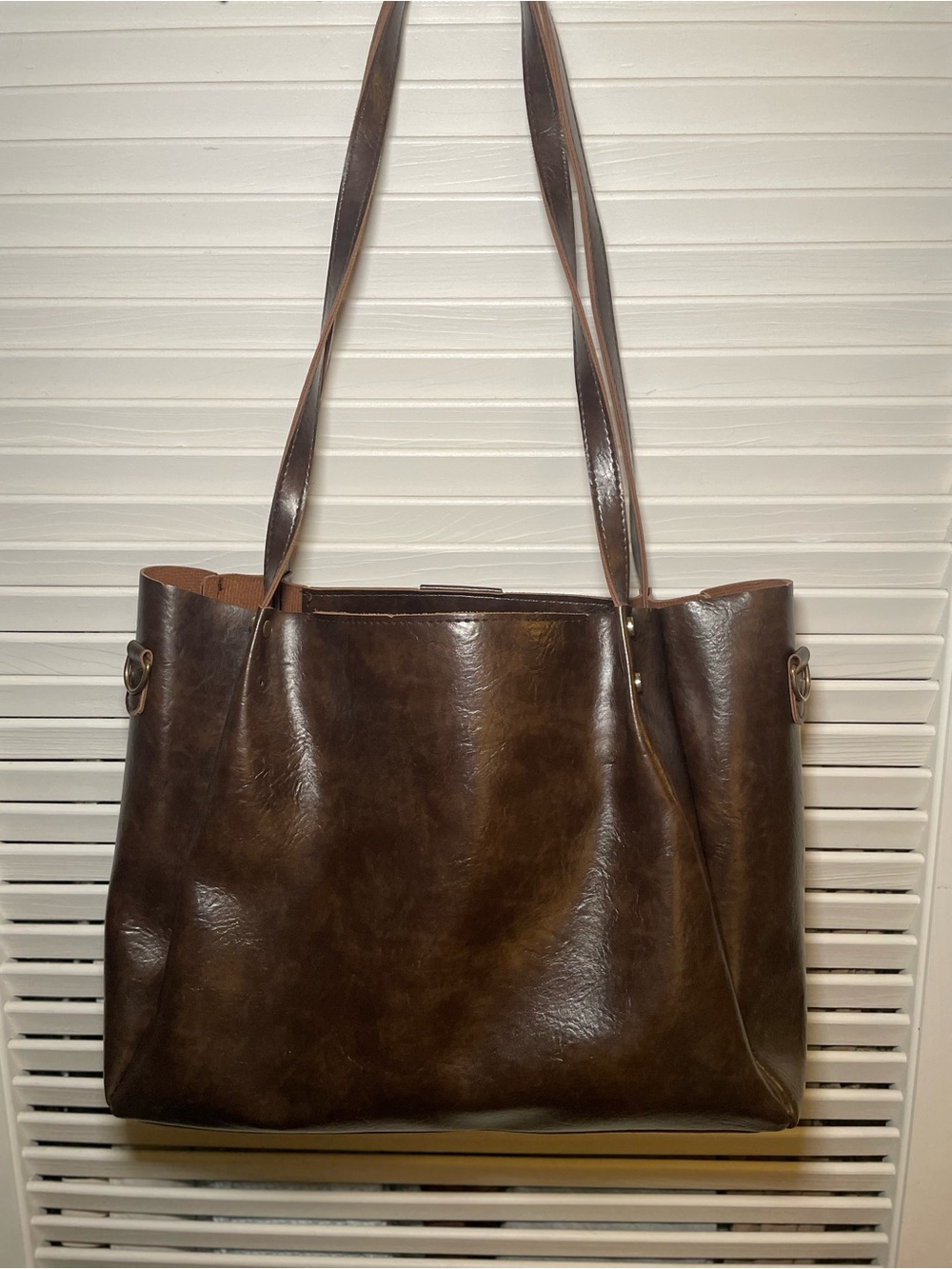Brown Faux Leather Tote